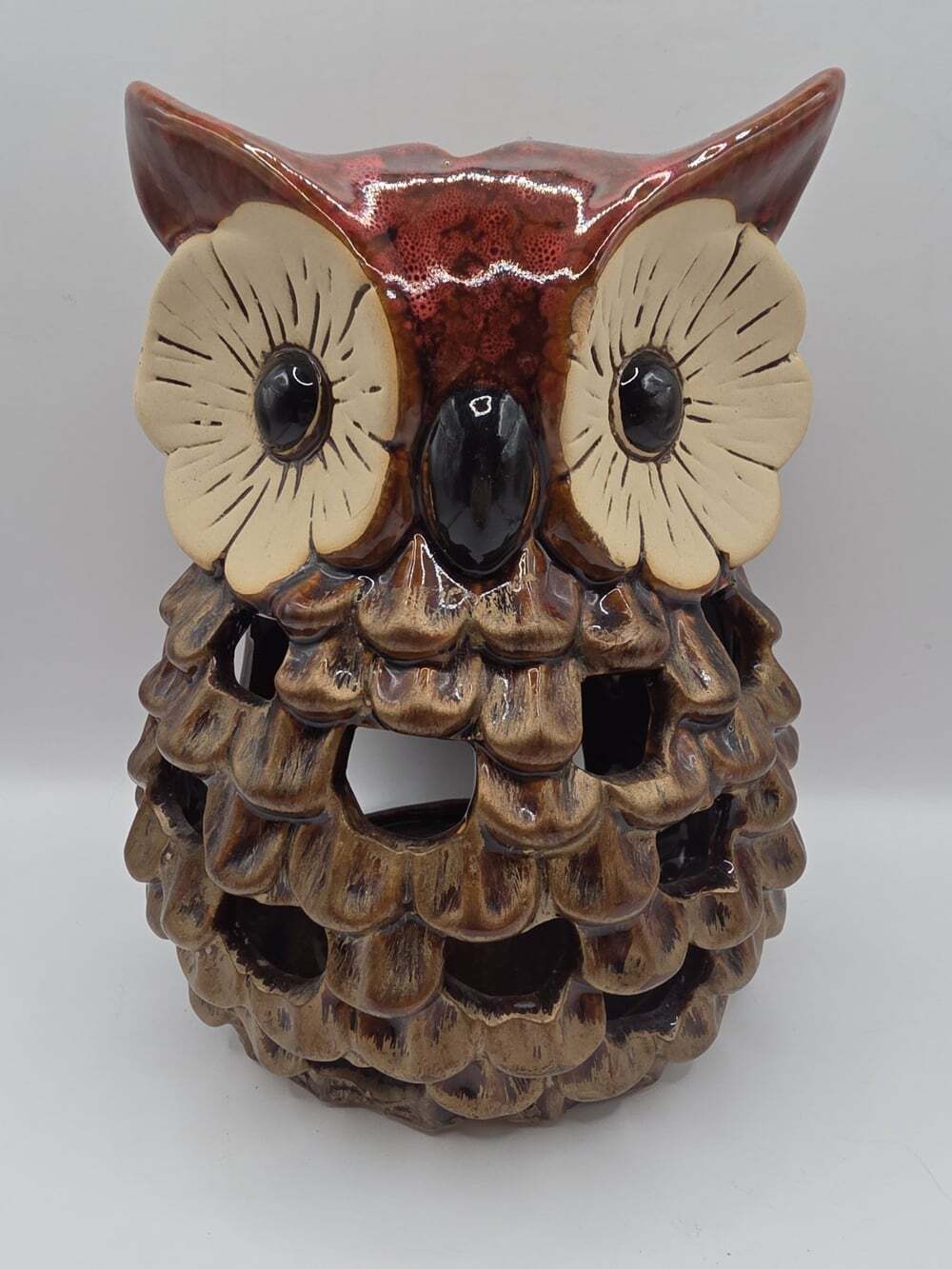 Ceramic Owl Luminary Candle Holder 6.5 Inch